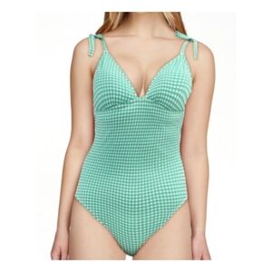 Gingham One Piece High Leg Swimsuit / Swimwear